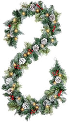 9ft Flocked Pre-Lit Artificial Christmas Garland with Lights by Unknown