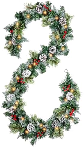 9ft Flocked Pre-Lit Artificial Christmas Garland with Lights by Unknown