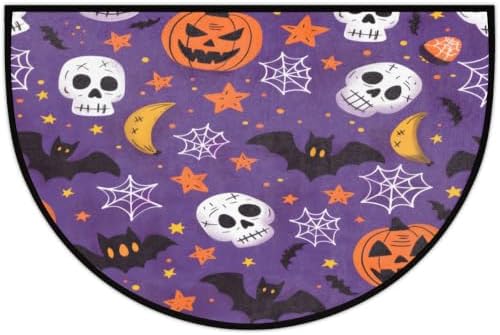 Skull Web Pumpkin Door Mat for Indoor Entrance Half Round Doormat Door Mats Absorbent Welcome Mats 24" x 36" Floor Mats Non-Slip Entryway Rug for Home Bathroom - Image 5