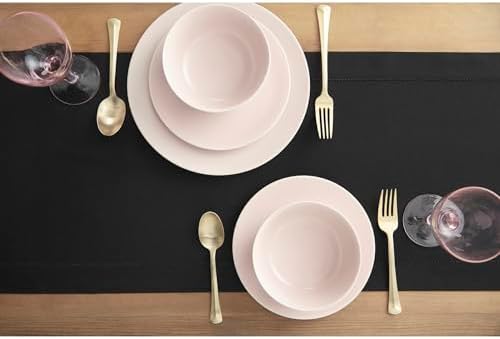 Solino Home Cotton Linen Table Runner Black Hemstitch, 14 x 144 in - Image 3