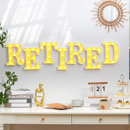Aurelema 7 Pcs Retired LED Letter Lights Sign Decorations Battery Powered - Image 2