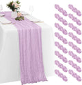 16 Pack Lavender Cheesecloth Table Runners 20x120 Inch Gauze Table Runner Cheese Cloth 10FT Lavender Table Runner Rustic Sheer Runner for Wedding Baby Shower Birthday Party Table Decor by Yorcari