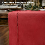 Signature Linen™ by D'Moksha, Bright Red Table Runner 48 Inches, 100% Pure Linen, Hemstitch, Coffee Table Runner, 14 x 48 Inch for Dresser Tables- Fall, Weddings, Outdoor Hosting - Image 3