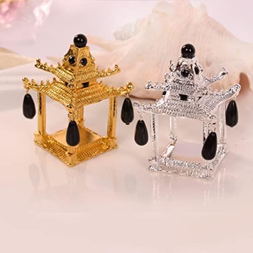 Serviette Rings 1-6 Pcs, Chinese Classical Pagoda-Shaped Napkin Ring, Luxury Dining Table Napkin Buckle, Party Tableware Decoration (Color : Gold), 5*7cm*4 - Image 2