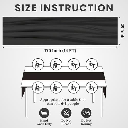 MDS Pack of 15 | Black |14ft Chiffon Table Runner 29x170 Inches Long Romantic Rustic Sheer Gauze Runner for Wedding Bridal Shower Birthday Banquets Engagement Spring Easter Boho Decorations - Image 3