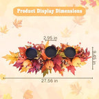 Fall Candle Holder Centerpiece for Table – Thanksgiving Table Decor with Pumpkins, Maple Leaves,Autumn Harvest Decoration with 3 Candle Holders for Dining Table, Fireplace & Home Decor - Image 4