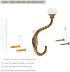 TUNNY Coat Hooks - 5 Pack Antique Brass Towel Hooks Robe Hooks Decorative Wall Hooks for Bathroom Bedroom Kitchen Towel Robe Clothes Cabinet Closet Bathroom Hardware - Image 4