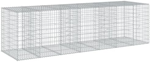 vidaXL Gabion Basket with Cover 137.8"x39.4"x39.4" Galvanized Iron - Image 7