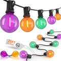 LED Outdoor String Lights 25Ft Orange Purple and Green Halloween Lights Outdoor with 27 Shatterproof LED Globe Bulbs, Connectable Halloween Decorations Lights for Home Patio Garden Christmas Party by Goothy