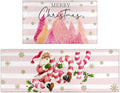 Merry Christmas Kitchen Rugs and Mats Set of 2,Pink Christmas Trees Santa Claus Joy Xmas Winter Holiday Sink Floor Mat Non Skid Washable for Home Farmhouse Christmas Decor 17"x47"+17"x30" by Xsinufn