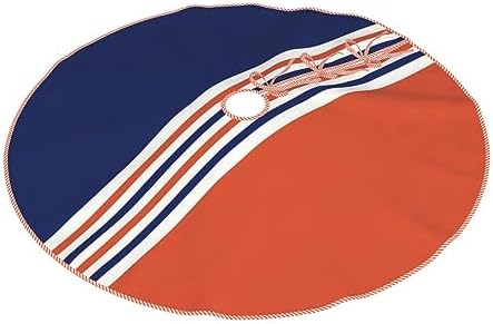 Christmas Tree Skirt 48 Inch, Navy Blue and Orange Stripes - Image 3