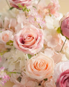 36inch Aisle Flower Garland with Chiffon Sheer Drape, Pastel Pink & White Rose with Sakura Artificial Flowers, Floral Runner for Wedding Arch, Backdrop, Reception Table Decor, Ceremony Pathway - Image 3