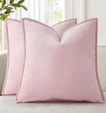 decorUhome Soft Chenille Throw Pillow Covers 26x26 Set of 2 Blush Pink by decorUhome