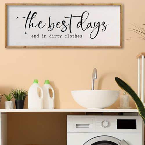 comurdyo Laundry Room Sign Wall Decor 32×12 Inch Wood - Image 6
