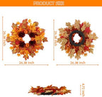 26Inch Fall Wreaths for Front Door, Autumn Door Wreath with Pumpkin,Rose,Berries for Indoor Outdoor Decor Thanksgiving Harvest Festival Celebrations - Image 3