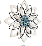 Remenna Metal Flowers Wall Decor, Metal Rustic Wall Art Decoration Farmhouse Wall Decorations Multiple Floral Hanging Decor for Bathroom Living Room Home Office Garden Kitchen (white & blue) - Image 3