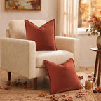 decorUhome Fall Rust Linen Throw Pillow Covers 22x22 Set of 2 - Image 2