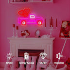 Valentines Day Neon Sign Valentines Truck Led Sign Dimmable Neon Heart Light Red Truck Valentine Window Lights Gift for Girlfriend Couples Anniversary Decor - Image 2