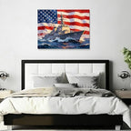 July 4th Patriotic Canvas Wall Art 4th of July USA Decorations American Flag Battleship Picture Wall Decor Independence Day Home Decor 20x24in - Image 5