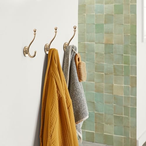 AVICCI 5 Pack Coat Hooks Champagne Bronze Coat Hook,Heavy Duty Hooks Decorative Wall Hooks for Bathroom Bedroom Kitchen Towel Robe Clothes Cabinet Closet Bathroom Hardware - Image 3