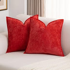 FUTEI Pack of 2 Chenille Soft Throw Pillow Covers 18x18 Inch, Red by FUTEI