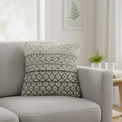 · REDEARTH · Boho Textured Handwoven Throw Pillow Cases - Dark Gray - Image 3
