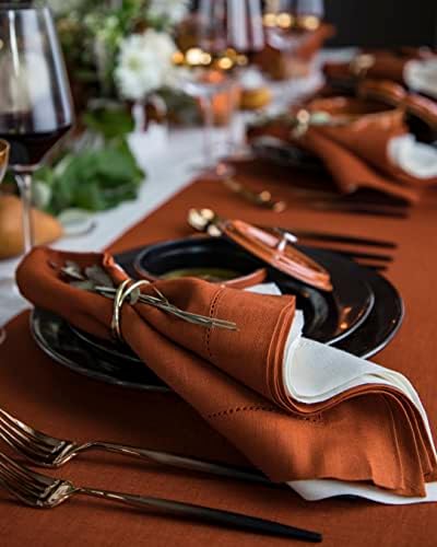 Solino Home 100% Pure Linen Woven Placemats Cinnamon, 14 x 19 in, Set of 4 - Image 2