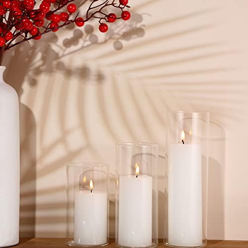 Shihanee 6 Pillar Candles Cylinder Vases,2.6'' X 4.7'', 5.9'', 7.9'',White - Image 7