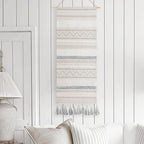 BlissBlush Long Vertical Wall Hanging Tapestry Woven Boho Farmhouse Decor Gray Cream Tassel Handmade Wall Art Decoration for Bedroom Living Room Dorm Nursery Apartment, 16x39 INCH by BlissBlush