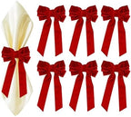 Meseey 12 Pcs Red Velvet Bow Napkin Rings, 4x7 Inch Elegant Bow with 1.6 Inch Napkin Holder, Decorative for Wedding Christmas Thanksgiving Dinner Party Table Setting by MeseeyRibbonBow