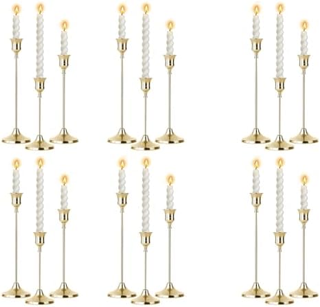 6 Sets Candle Holder Gold Candlestick Holders -Vintage Modern Metal Taper Candle Holders, Decorative Centerpiece for Table Mantel, Wedding Kitchen Home Decor, Wedding Gift,18Pcs by Unknown