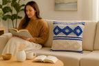 TreeWool 100% Cotton Woven Throw Pillow Cover (Pack of 1, 18" x 18", Blue) - Image 7