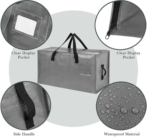 Shappy 6 Pcs Storage Bags, Grey, 30 x 16", 24 x 16", 20 x 16" - Image 3