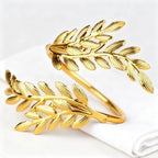 Gold Napkin Rings Set of 24, Leaf Metal Napkin Holders - Image 7