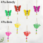Divyakosh Wooden Birds with Butterfly Wall Hangings - Pack of 8, Multicolour (4 Pcs Bird + 4 Pcs Butterfly), Wall Hangings for Home Decoration, Birds and Butterflies Wall Hanging for Home Decoration - Image 2