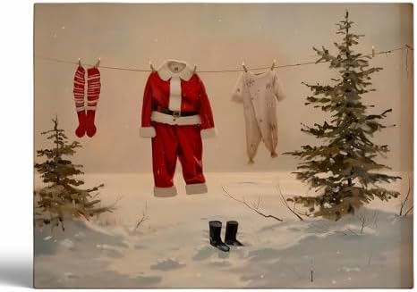 Christmas Laundry Room Decor,Santa's Clothes Art Print,Christmas Wall Art,Holiday Poster,Santa's Clothes Line Art Print,Trendy Christmas Laundry Room Decor 12x16inch Framed Art by Unknown