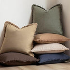 Foindtower Decorative Linen Fringe Throw Pillow Covers 26×26 Reddish Brown - Image 6