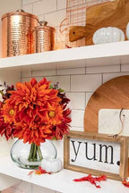 Briful Faux Fall Flowers in Vase, Artificial Dahlia & Mum Silk Floral Arrangement with Clear Glass Vase Fake Autumn Flowers Bouquet for Home Office Dining Room Table Centerpiece Decoration - Image 6