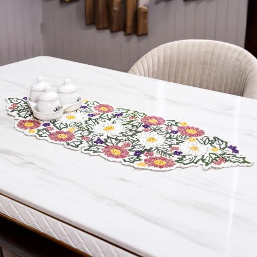 CLEENTABLE Spring Floral Beaded Table Runner, Multicolor, 13x36 - Image 6