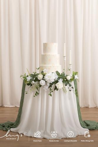Ling's moment Welcome Sign Flowers, Wedding Floral Swag, Lily Valley White - Image 3