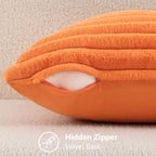 decorUhome Fall Faux Fur Throw Pillow Covers 22x22 Set of 2 Pumpkin Orange - Image 4