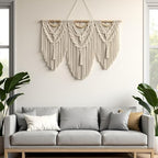 large macrame wall hanging - Boho Tapestry Macrame Wall Decor Art- Chic Bohemian Handmade Woven Tapestry Home Decoration for Bedroom Living Room Apartment Wedding Party - 43"x32" (Wood bead-A) - Image 6