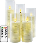 kakoya Flameless LED Candles with Timer 5 Pc Flickering Flameless Candles for Romantic Ambiance and Home Decoration Stable Acrylic Shell,with Embedded Star String，Battery Operated Candles（Ivory） by FLAMELESSCANDLES