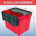 Akro-Mils KeepBox 18 Gal Storage Box, Lid Attached, Stackable, Red/Green - Image 3