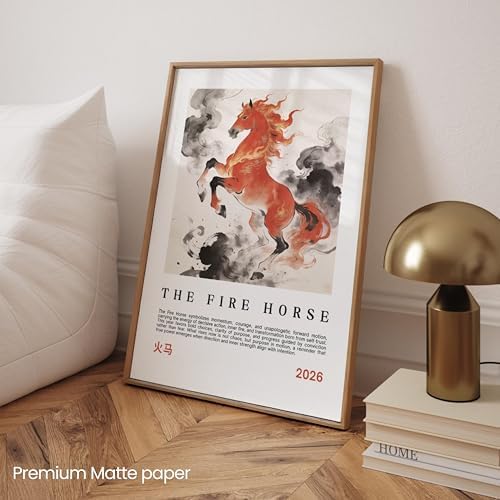 Year of the Fire Horse 2026 Poster, Chinese Zodiac Horse Wall Art, Lunar New Year Asian Art Print, Decor Minimalist - Image 3