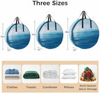 Blue Ocean Round Storage Bag 30 Inch, Ocean Water Scenery Summer Clothes Storage Container with Handles Heavy Duty Organizer for Comforter, Bedding & Holiday Wreaths - Image 7