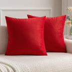 MIULEE 24x24 Inch Pack of 2 Euro Velvet Throw Pillow Covers Bright Red by MIULEE