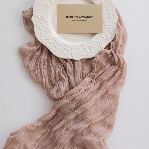 6Pcs Dusty Pink Cheesecloth Table Runner 120 Inches for Home Decorations - Image 4