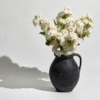 LB2 Black Ceramic Large Vase, 11.2" Tall Zen Style Vase, Terra Cotta Pitcher, Distressed Farmhouse Decor, Pottery Decorative Flower for Home Decor (D - Black 11.2") - Image 5