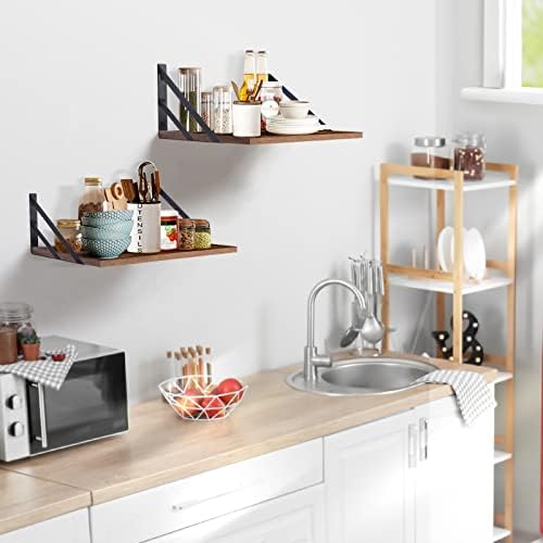 Tectocker-DOU 2 Pc Deep Floating Wall Shelves, Heavy Duty, 16x12, Brown - Image 6